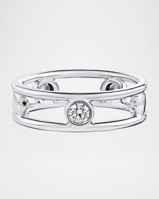 18K White Gold One-Stone Five-Station Diamond Ring, Size